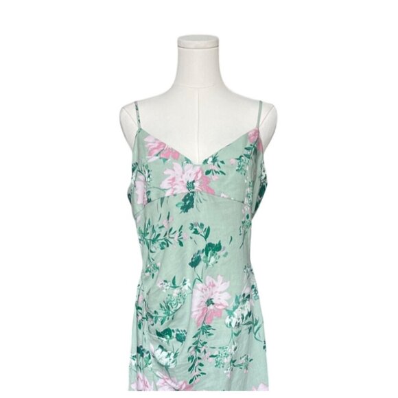 Zara Linen Floral Midi Dress L NWT Easter Bloomcore Dainty Coquette Babydoll - Picture 2 of 10